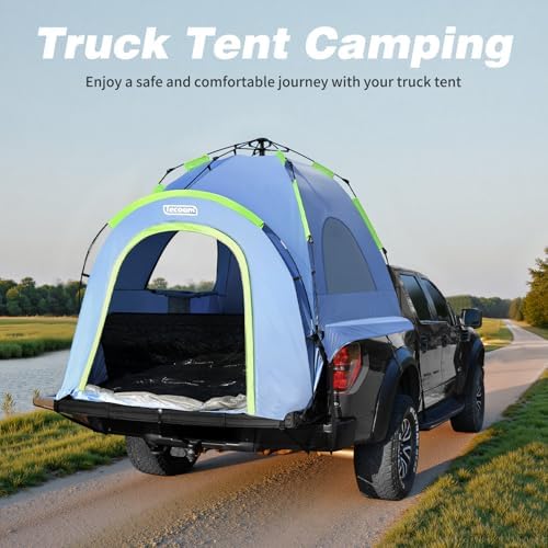 Tecoom Truck Bed Tent, Double Layer Waterproof PU3000mm for 5.5-6.7ft, Portable 1-3 Person Compact Full Size Pickup with Rain Fly for Outdoor, Camping, Road Trip, Beach