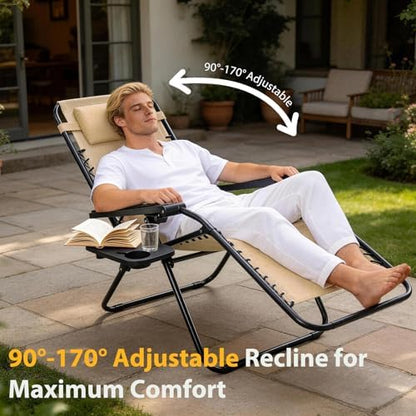 NEWBULIG Zero Gravity Chairs Set of 4, Folding Lounge Recliner Chair