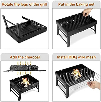 Barbecue Grill, Charcoal Grill Folding Portable Lightweight Barbecue Grill Tools for Outdoor Grilling Cooking Camping Hiking Picnics Tailgating Backpacking Party (Medium)