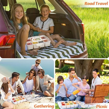 2Pack Snackle Box Containers Dishwasher Safe Divided Serving Tray with Lid