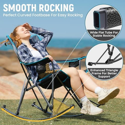 FUNDANGO Rocking Camping Chair for Adults, 400Lbs Folding Camp Chairs