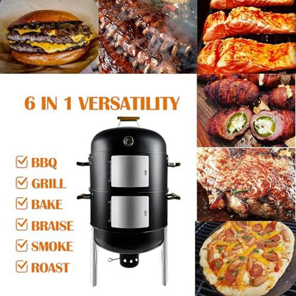 Vertical Charcoal Smoker Grills: Premium 20.5 Inch BBQ Meat Smokers