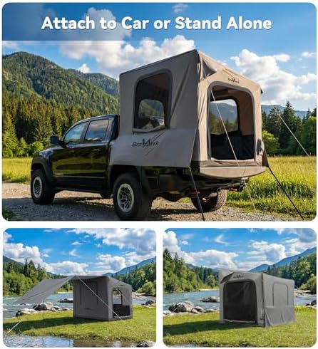 Inflatable Truck Bed Tent with Detachable Zippered Awning