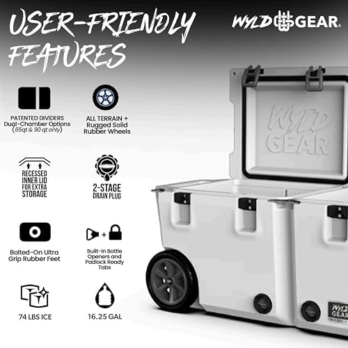 Wyld Gear 65 Quart Dual Compartment Hard Cooler with Wheels
