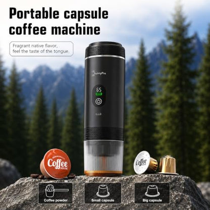 Portable Espresso Machine, Self-Heating Travel Coffee Maker with USB-C, 20 Bar Portable Coffee Maker for Ground Coffee & NS Capsules, for Camping, RV, Hiking, Office