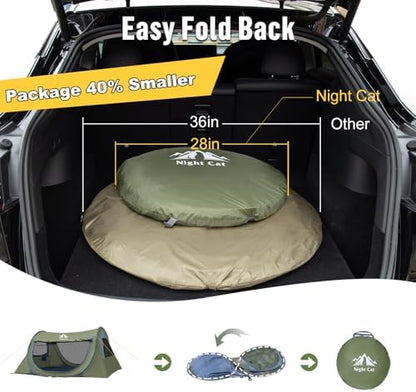 Night Cat Pop-up Camping Tent: 2 Person Tent Waterproof Instant Easy Setup Tunnel Tent