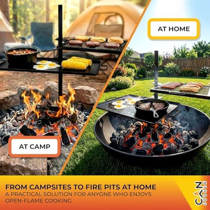 GameMaker Open Fire Cooking Griddle | Adjustable Height