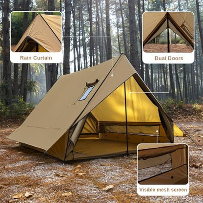 Hot Tent with Stove Jack, 4-Season Waterproof Chalet Tent, Easy Setup Weather-Resistant Shelter for Winter Camping & Outdoor Adventures