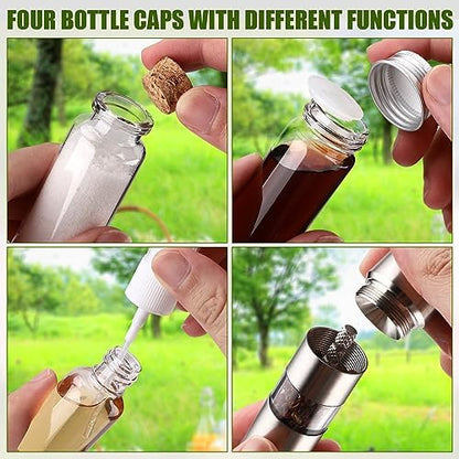 TOBWOLF Portable Spice Bag for Travel, Camping Spice Kit with 8 Jars-Khaki