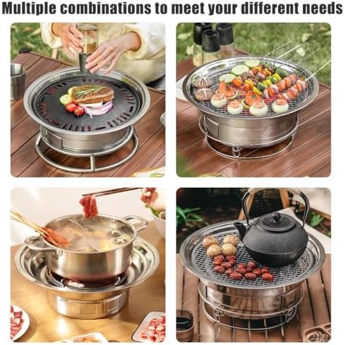 Primst Multifunctional Charcoal Barbecue Grill, Household Korean BBQ Grill, Portable Camping Grill Stove, Tabletop Smoker Grill