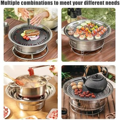 Primst Multifunctional Charcoal Barbecue Grill, Household Korean BBQ Grill, Portable Camping Grill Stove, Tabletop Smoker Grill