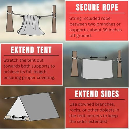 Emergency Zone Reflective & Green Survival 2 Person Tube Tents. Available in 1, 2, 3, 48 Packs. (Reflective, 2)