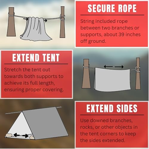 Emergency Zone Reflective & Green Survival 2 Person Tube Tents. Available in 1, 2, 3, 48 Packs. (Reflective, 48)