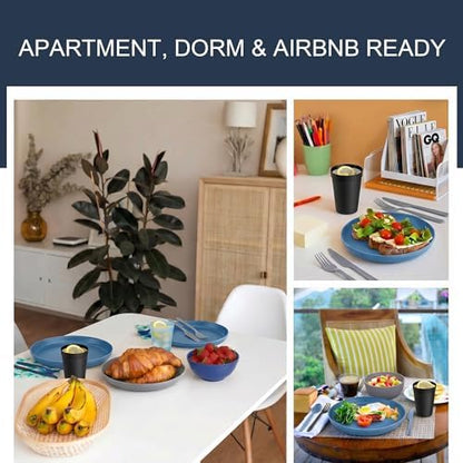 56 Piece Dinnerware Set for 8, Unbreakable Plates and Bowls Sets