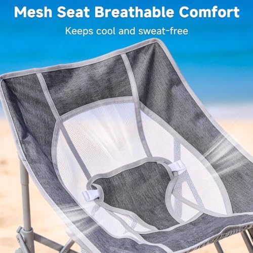 Foldable Baby Beach Chair with Canopy and Mosquito Net Dark Grey