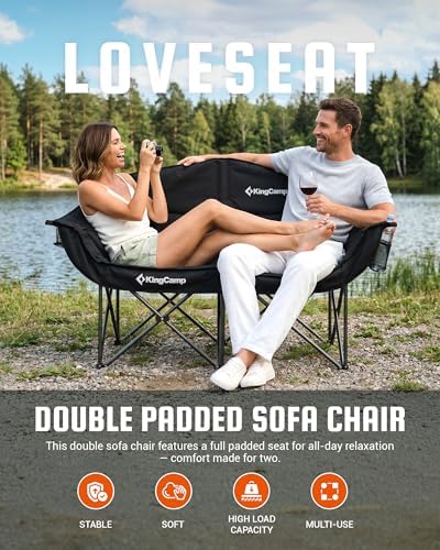 KingCamp Double Camping Chair, Heavy Duty 660lbs Folding 2 Person Chair