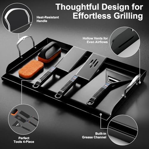 Pre-Seasoned Cast Iron Griddle, 25 x 16 in Flat Top Plate