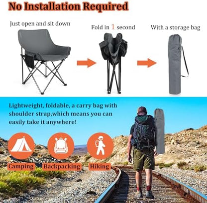 Joyfair Camping Lawn Chair for Adult, Outside Beach Chairs (1 Pack, Grey)