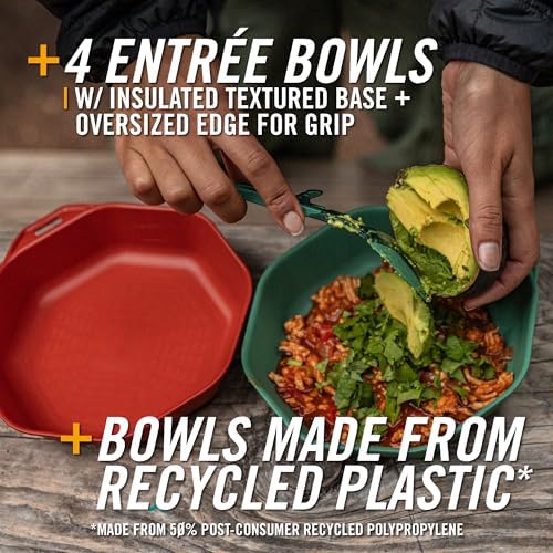 Gerber Gear ComplEAT Cook Set - Dishwasher-Safe Camping Cookware for Outdoor Cooking - Includes Saute Pan, Stock Pot, 4 Plates, 4 Bowls, Mixing Bowl & More