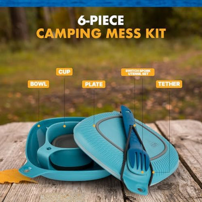 UCO Camping Mess Kit with Bowl, Plate, Collapsible Cup, and Switch Camping Spork