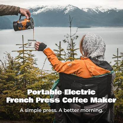 Portable Camping Coffee Maker, Electric French Press, Travel Kettle, 120V
