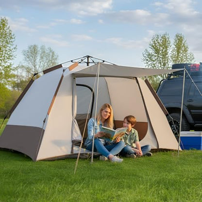 2 Person Instant Pop Up Tent, Camping Tent Easy Setup Integrated Sunshade Awning, Waterproof for Outdoor, Hiking, Beach