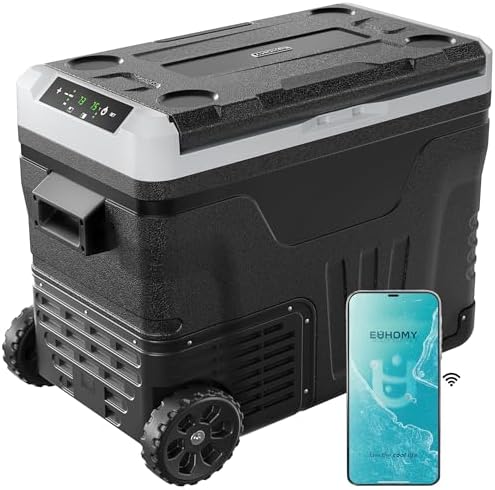 EUHOMY 47QT 12 Volt Refrigerator,Dual Zone -4℉~68℉ Portable Freezer for Car