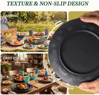 Homienly 40 Piece Premium Wheat Straw Dinnerware Sets for 8 Unbreakable Plates and Bowls Sets Microwave and Dishwasher Safe Dinner Plates Set Camping, Apartment, Kids, Outdoor, RV, Party-Nightscape