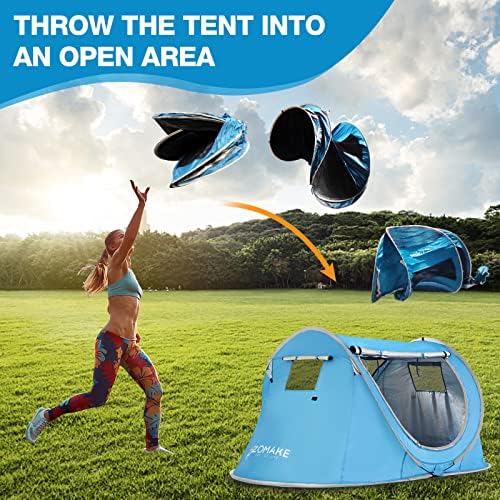 Easy Pop Up Tent 2-4 Person Waterproof - Pop-Up Camping Tents Automatic Tent Throw Pop Up Instant Flip Pop Tent for Camping,by ZOAMKE