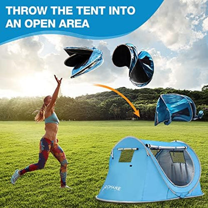 Easy Pop Up Tent 2-4 Person Waterproof - Pop-Up Camping Tents Automatic Tent Throw Pop Up Instant Flip Pop Tent for Camping,by ZOAMKE