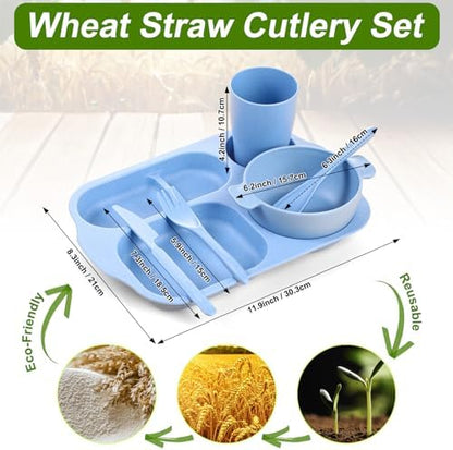 Honoson 24pcs Wheat Straw Dinnerware, Unbreakable, Mixed Color