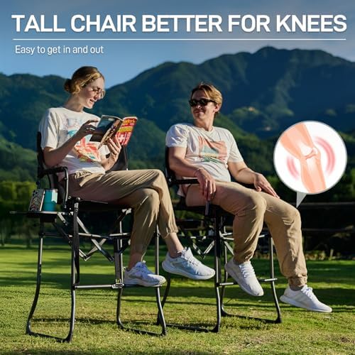 EVER ADVANCED Portable 30.7" Seat Height Tall Camping Directors Chair
