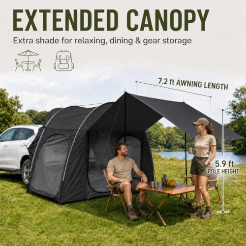 SUV Tailgate Tent Universal 2-3 Person Water-Resistant Easy Setup Camping