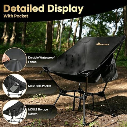 MOON LENCE Portable Camping Chair Plus, Larger & Roomier, Compact and Lightweight, Folding Chair for Backpacking Hiking Beach, Ultralight Camp Chair 330Lbs Capacity