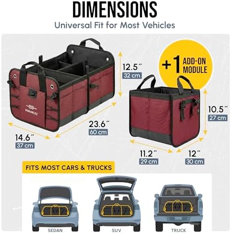 Large Modular Collapsible Car Trunk Organizer, Cherry