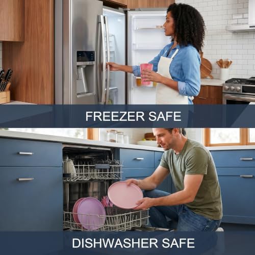 28 Piece Plates and Bowls Sets for 4, Unbreakable Dinnerware Set