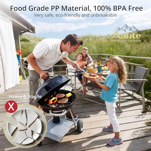 Anbte 18pcs Plastic Camping Plates and Bowls Sets for 6, Unbreakable