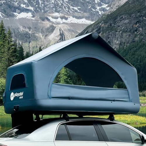 2 Person Inflatable Car Roof Top Tent with Pump,4 Season Waterproof and Sun Resitant Camping Dome Roof Top Tents Camping Tent for SUV, Truck and Universal Cars,Easy Setup
