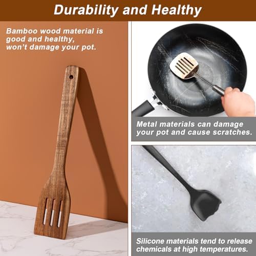 Eisinly 7-Piece Wooden Cooking Spoons, Premium Wood Utensil Set