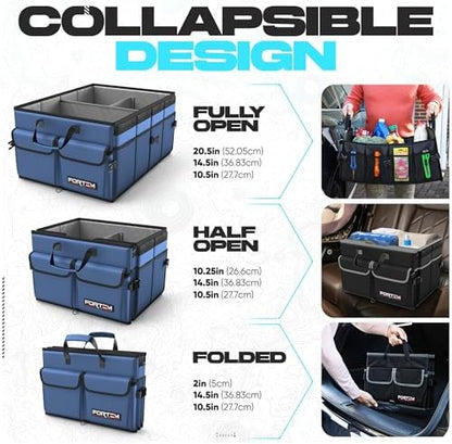 FORTEM Trunk Organizer - Foldable Car Organizer & Storage for SUVs & Trucks