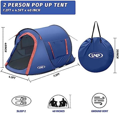 Pop-up Tent,2 Person Camping Tent,Instant Portable Beach Tent,Easy Pop Up Shade Tents 2 Doors for Camping Hiking & Traveling with Carrying Bag