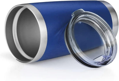 20oz Tumbler Stainless Steel Vacuum Insulated Mug with Lid, Double Wall Travel Mug, Durable Powder Coated Coffee Cup, Suitable for Ice Drinks and Hot Beverage (New Blue 6 pack)