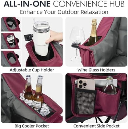 Oversized Camping Chairs for Adults - Heavy Duty Padded Outdoor Camp Chair