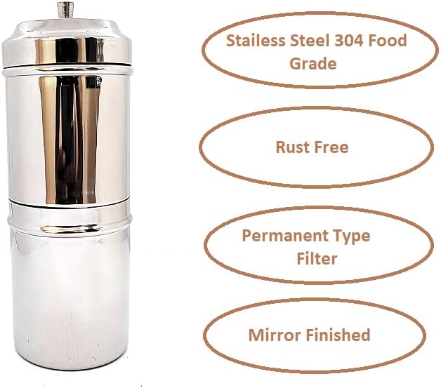 South indian filter coffee maker indian style 6.8 oz (200 ml) phin filter