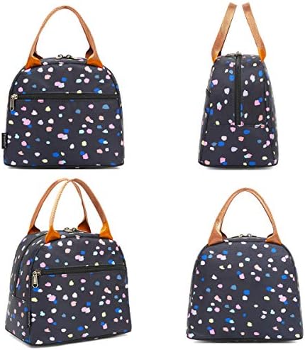 FlowFly Insulated Lunch Cooler Bag - Tote Organizer for Women/Men, Black Flower
