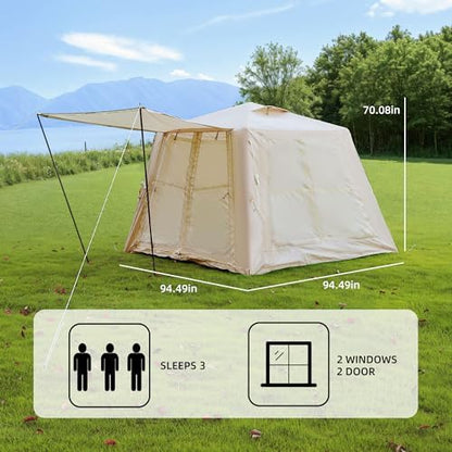 5.76 m ² Inflatable Tents for Camping with Canopy, Blow Up Tent with Hand Pump, Easy Setup InflatableTent 4 Season Tent, Waterproof Oxford Air Glamping Tents for Camping Adult 2-3 Person