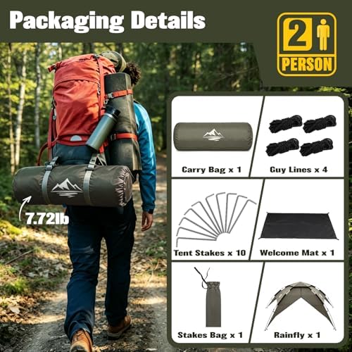 Camping Tent 2/3/4 Person Instant Pop Up Tents for Camping