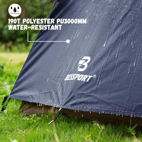 Bessport Camping Tent for 2-3 Person, Lightweight Backpacking Tent Waterproof Windproof Two Doors Easy Setup Double Layer Outdoor Tents for 3 to 4 Seasons, Suitable for Outdoor,Hiking,Camping