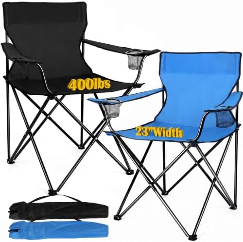 Joyfair Camping Chairs for Lawn & Beach, Large for Adults, Black & Blue