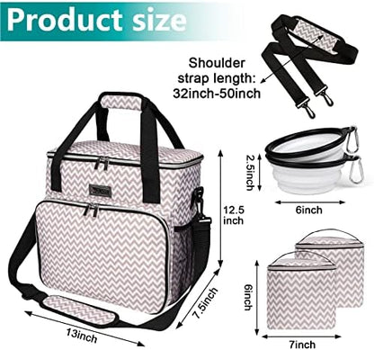 BAGLHER Dog Travel Bag, Pet Travel Bag (ALL Pet Travel Supplies), With 2 Pet Food Containers and 2 Collapsible Silicone Bowls; Essential Kits for Travel BLW